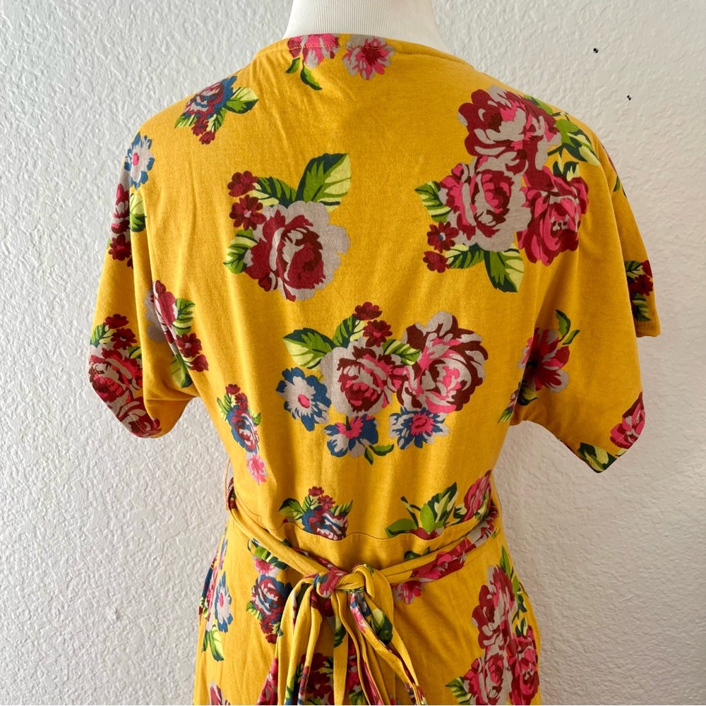 Matilda Jane Alana Jersey Knit Floral Maxi Wrap Dress Mustard Women's Small - Picture 8 of 12